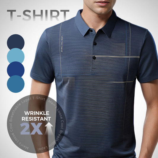 💥Men's Loose Cool Breathable Lapel T-Shirt