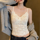 Lace thermal top with integrated bra