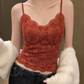 Lace thermal top with integrated bra