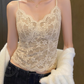 Lace thermal top with integrated bra