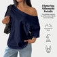 👕 LIMITED-TIME 50% OFF! ✨ Women's Off-Shoulder T-Shirt – Casual, Cotton, Drop Shoulder, Relaxe