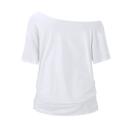 👕 LIMITED-TIME 50% OFF! ✨ Women's Off-Shoulder T-Shirt – Casual, Cotton, Drop Shoulder, Relaxe