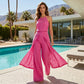 Elegant Lace Top & Split Wide-Leg Pants Set