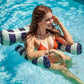Colorful Striped Inflatable Pool Float with Inflator